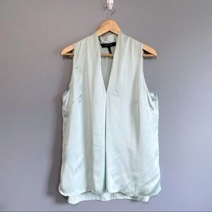 Robert Rodriguez Satin Emilia Inverted Front Pleat Top Green Size L Sleeveless